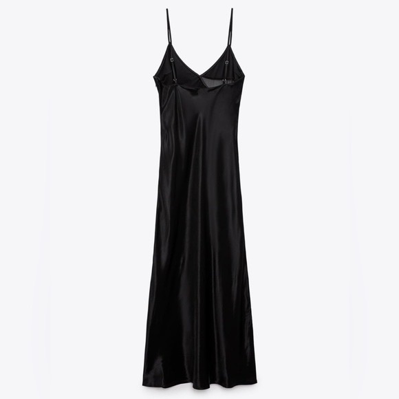 Zara Satin Effect Rhinestone Midi Dress S - Picture 7 of 11